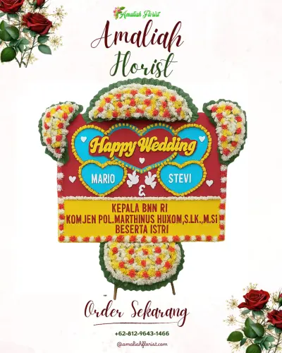 Karangan Papan Bunga Pernikahan di Leuwisadeng